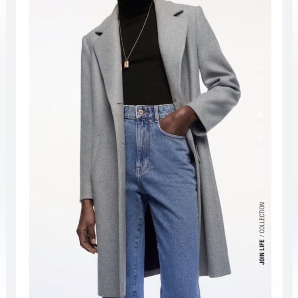 Zara Grey Wool Blend Coat Size Extra Large